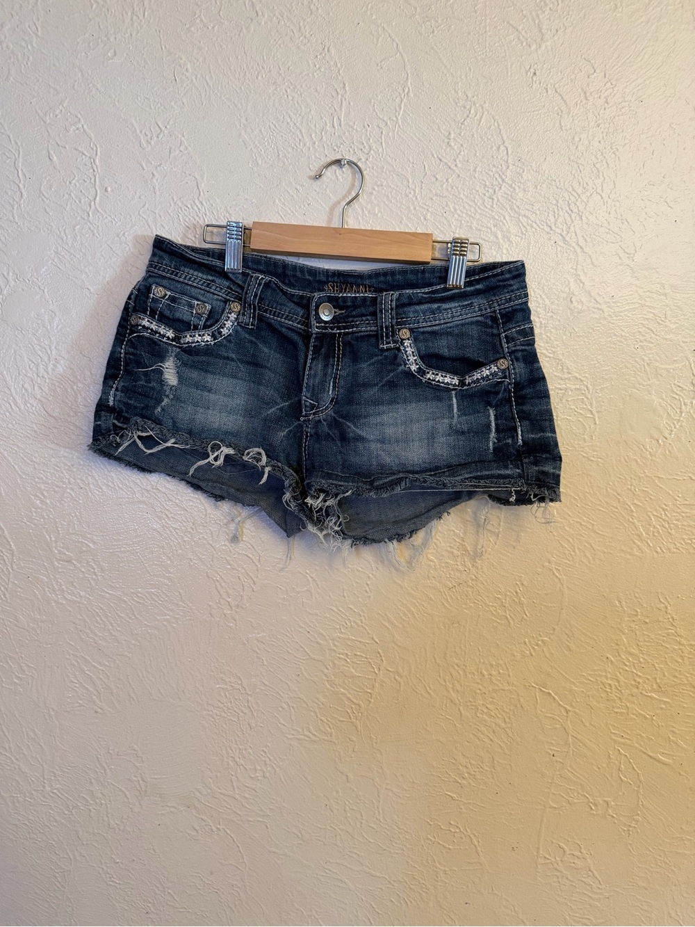 Shyanne Dark Blue Distressed Denim Shorts
